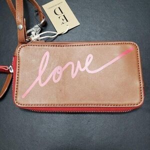 Ellen DeGeneres brown & red leather phone case